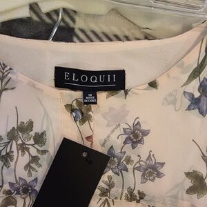 Eloquii Floral Print Pantsuit in Cream and Purple
